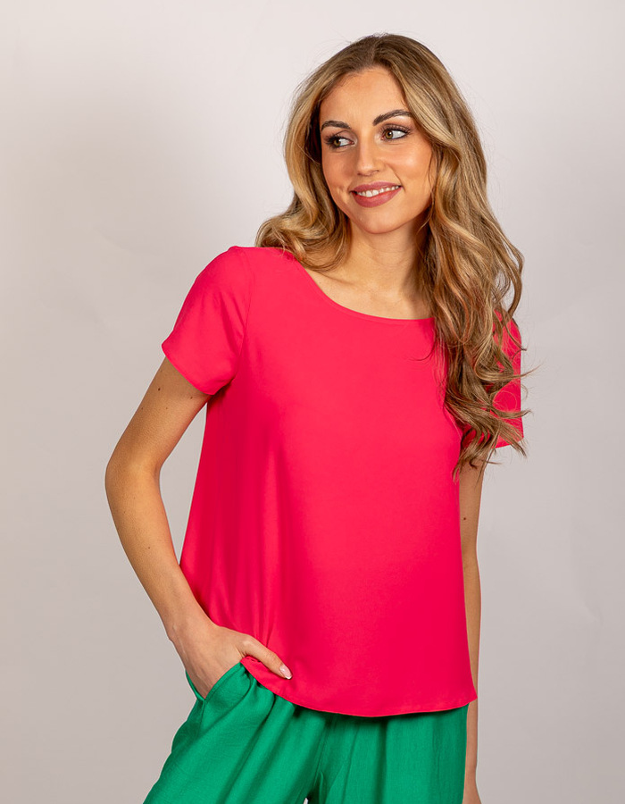 Rinascimento korte mouw bloes fuschia