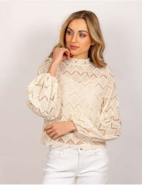Twinset lange mouw bloes ecru