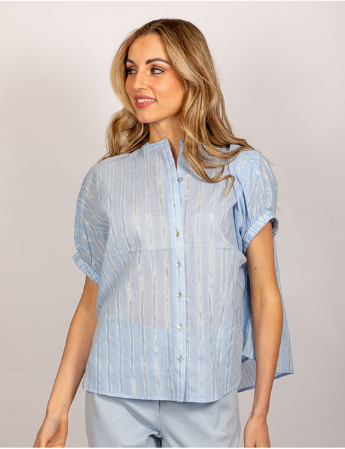 Beaumont korte mouw bloes blauw