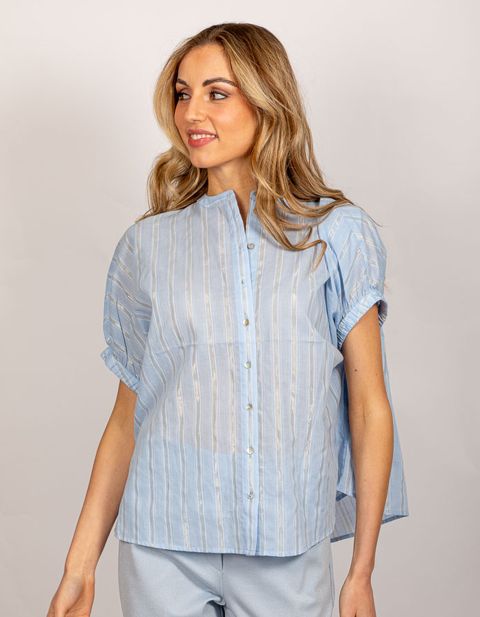 Beaumont korte mouw bloes blauw