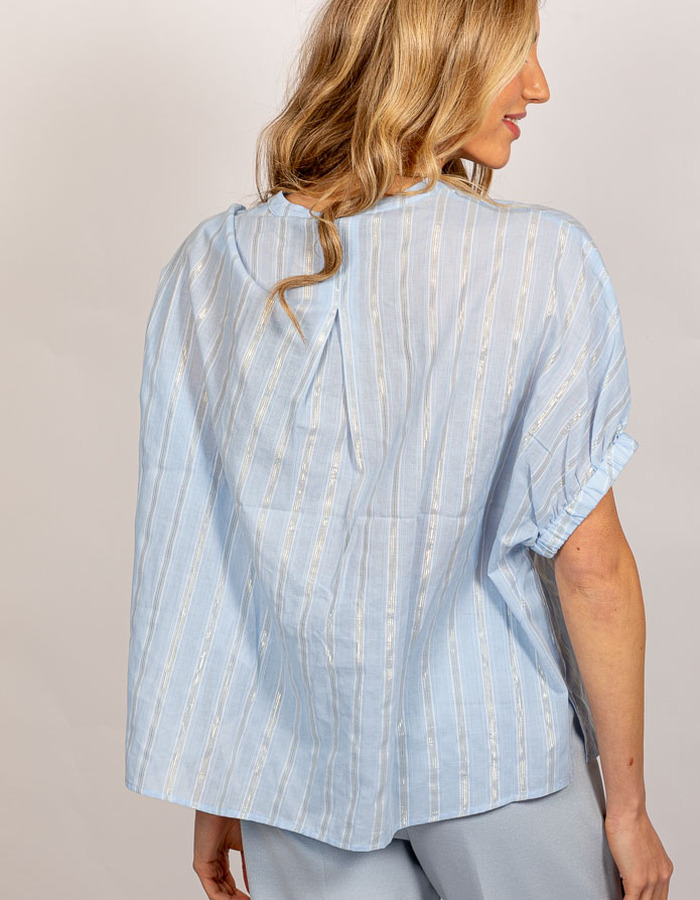 Beaumont korte mouw bloes blauw