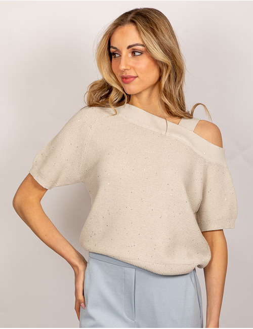 Beaumont korte mouw pull beige