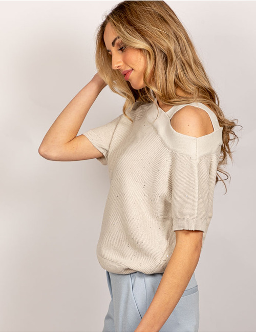 Beaumont korte mouw pull beige