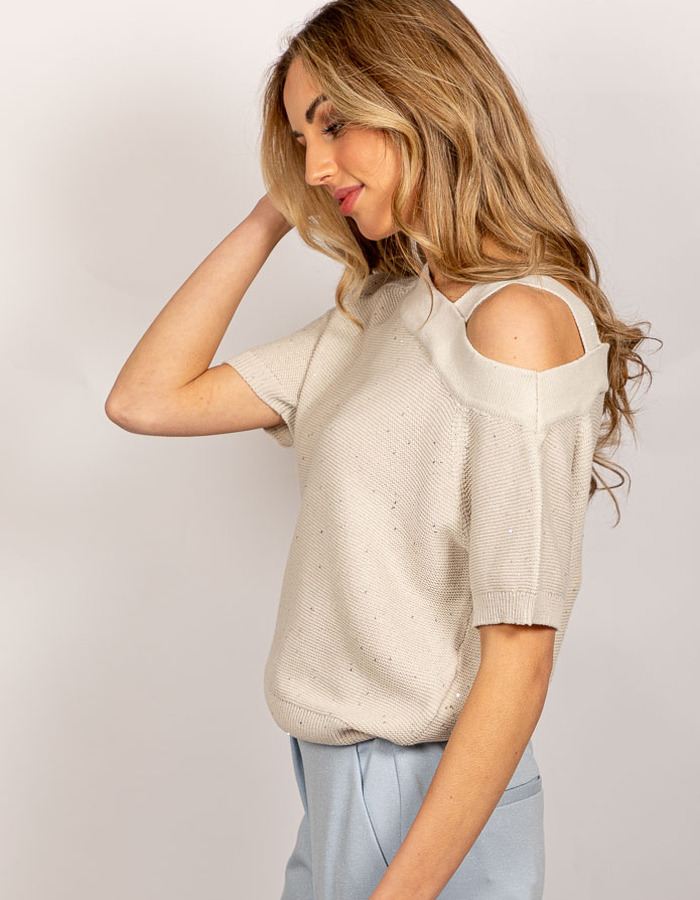 Beaumont korte mouw pull beige