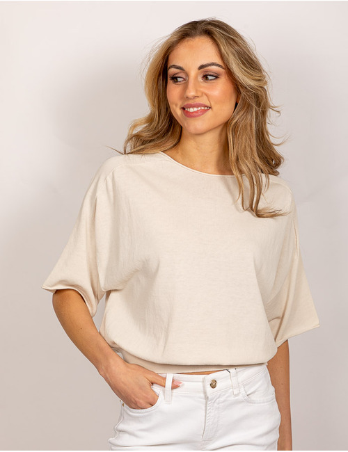 Drykorn korte mouw pull ecru