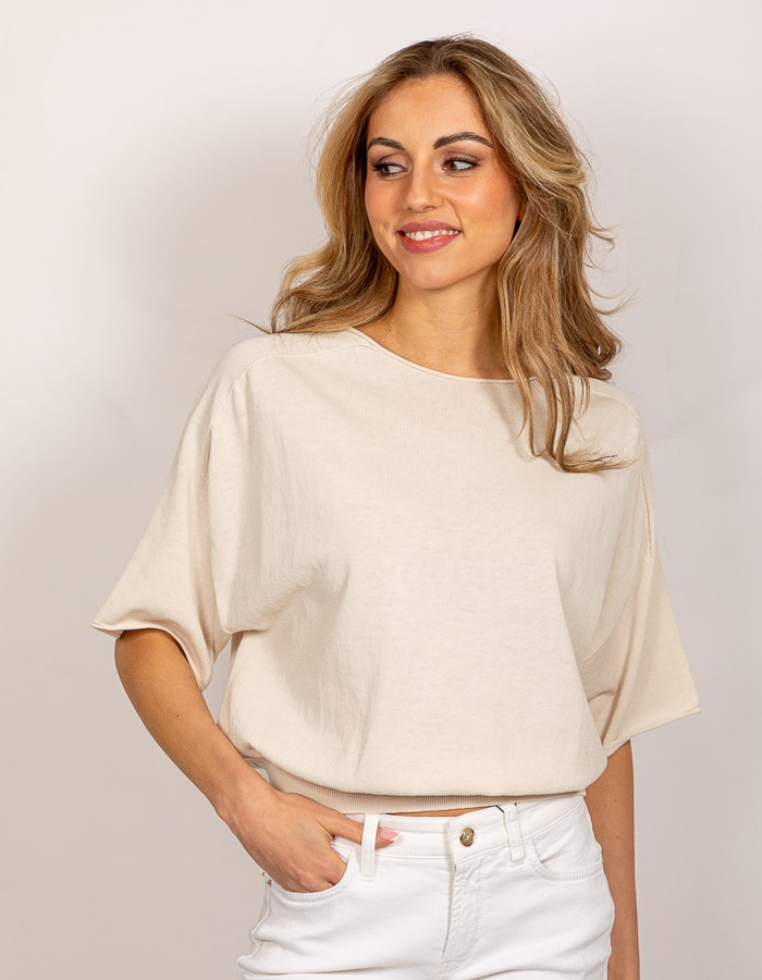 Drykorn korte mouw pull ecru
