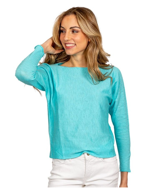 Due Amanti lange mouw pull turquoise