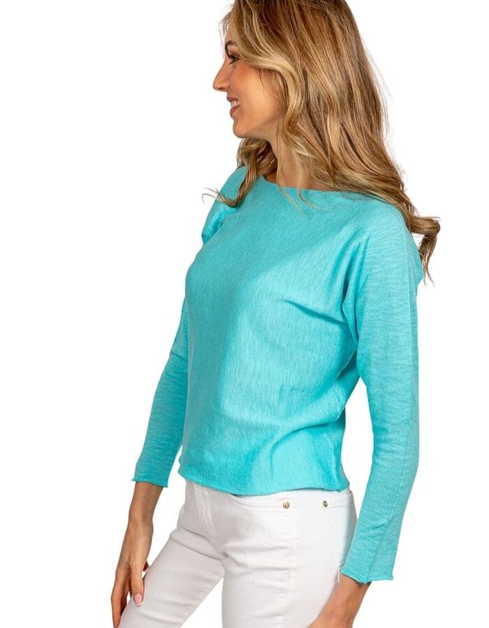 Due Amanti lange mouw pull turquoise