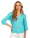 Due Amanti 3/4 mouw pull turquoise