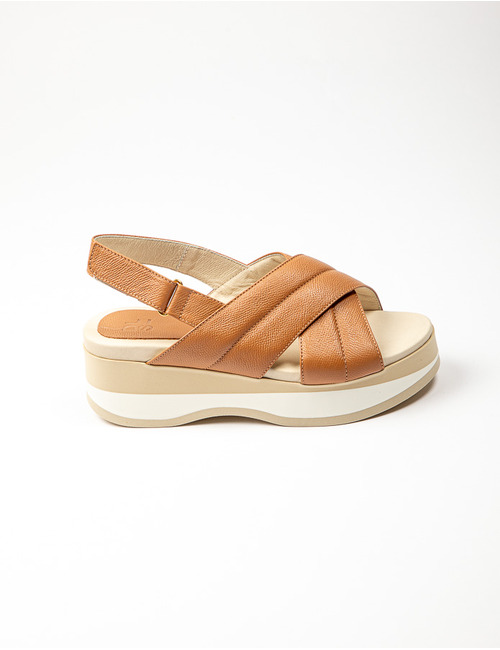 Dlsport platte sandalen cognac