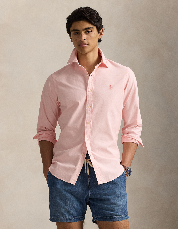 Custom fit mineraal-geverfde oxford shirt  