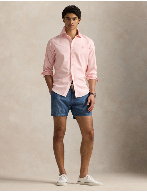 Custom fit mineraal-geverfde oxford shirt  