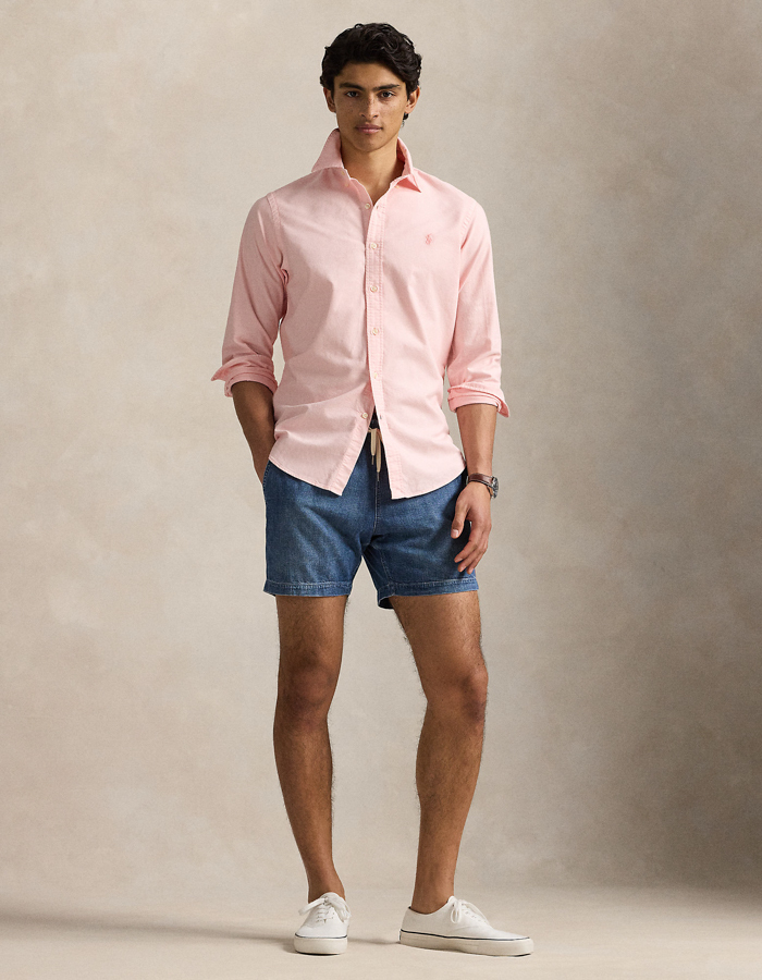 Custom fit mineraal-geverfde oxford shirt  