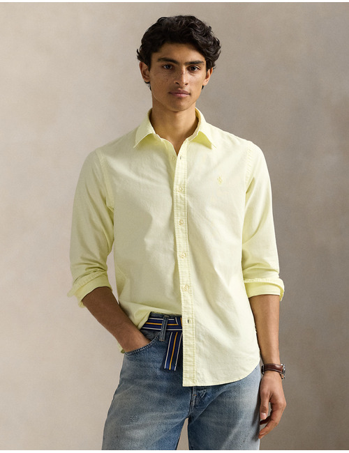 Custom Fit Mineraal-geverfd Oxford Overhemd – Lime