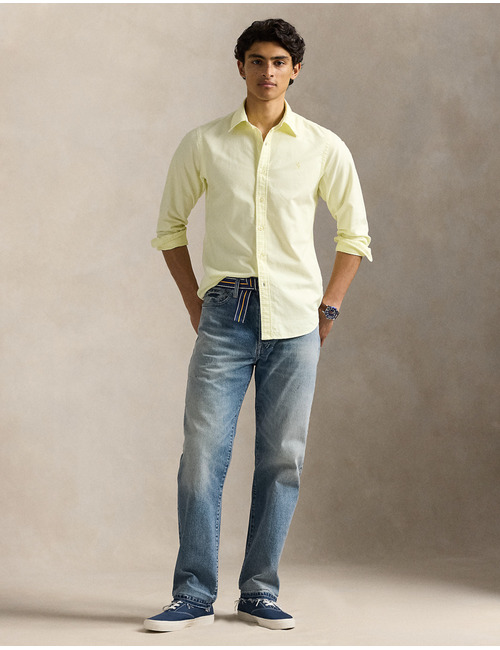 Custom Fit Mineraal-geverfd Oxford Overhemd – Lime