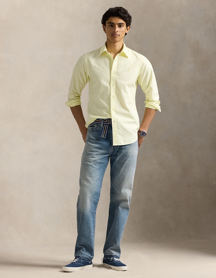 Custom Fit Mineraal-geverfd Oxford Overhemd – Lime