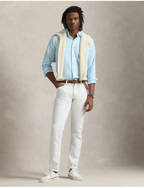 Custom Fit Mineraal-geverfd Oxford Overhemd – Skyblauw
