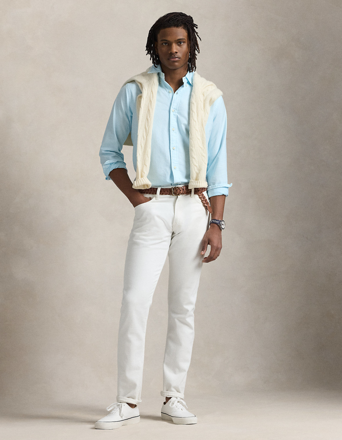 Custom Fit Mineraal-geverfd Oxford Overhemd – Skyblauw