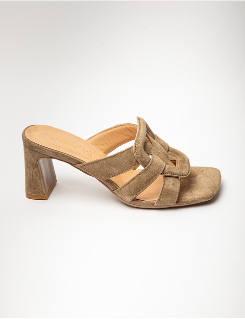 Babouche muil met hak taupe