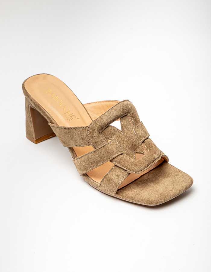 Babouche muil met hak taupe