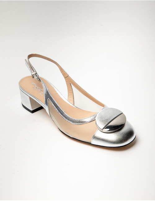 Evaluna ballerina met hak zilver