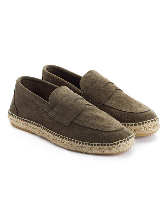 Espadrilles van groen leer