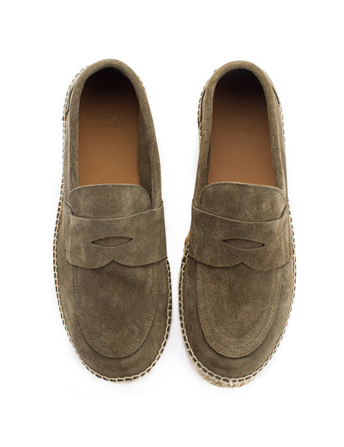 Espadrilles van groen leer