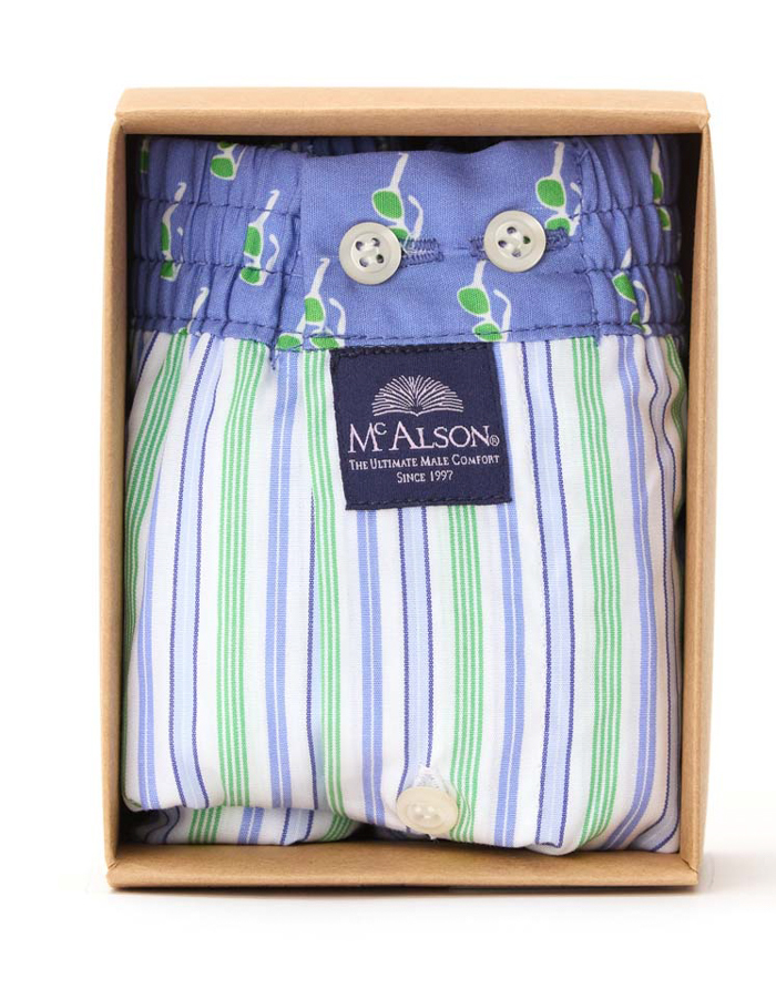 McAlson boxershort met blauw-groen gestreept patroon 