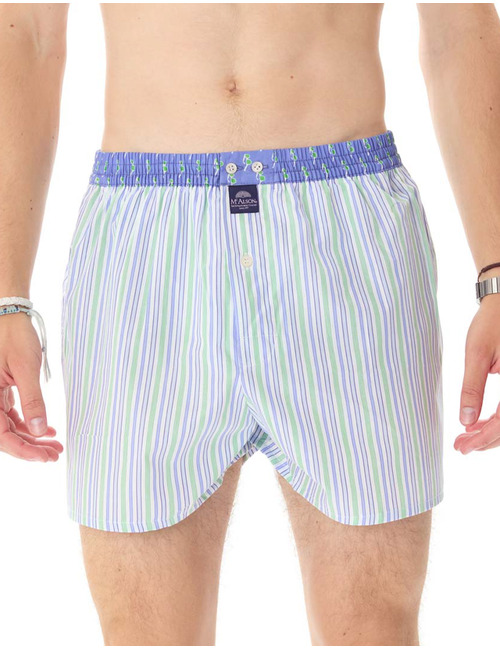 McAlson boxershort met blauw-groen gestreept patroon 