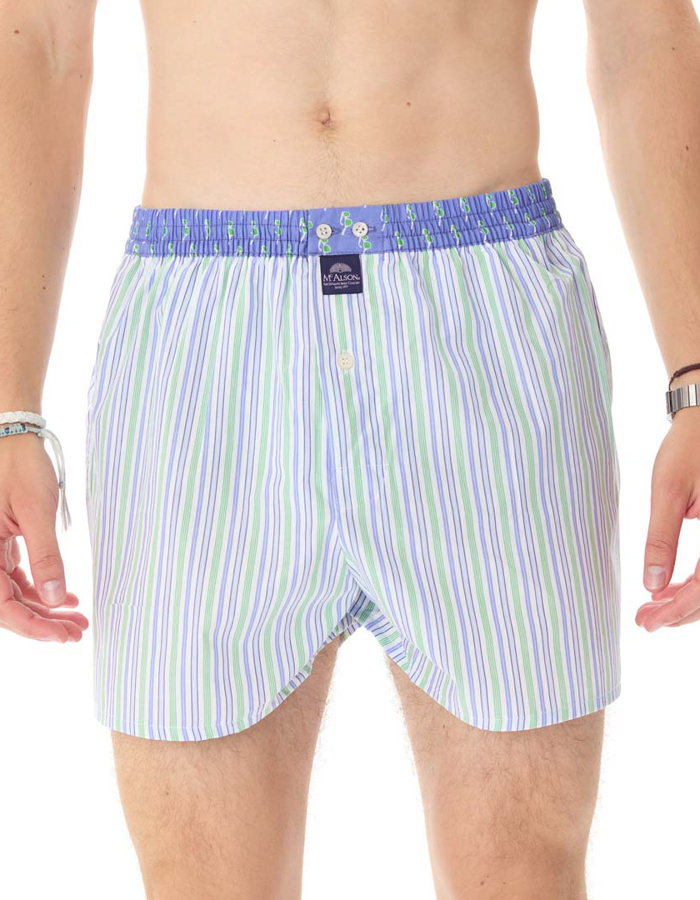 McAlson boxershort met blauw-groen gestreept patroon 