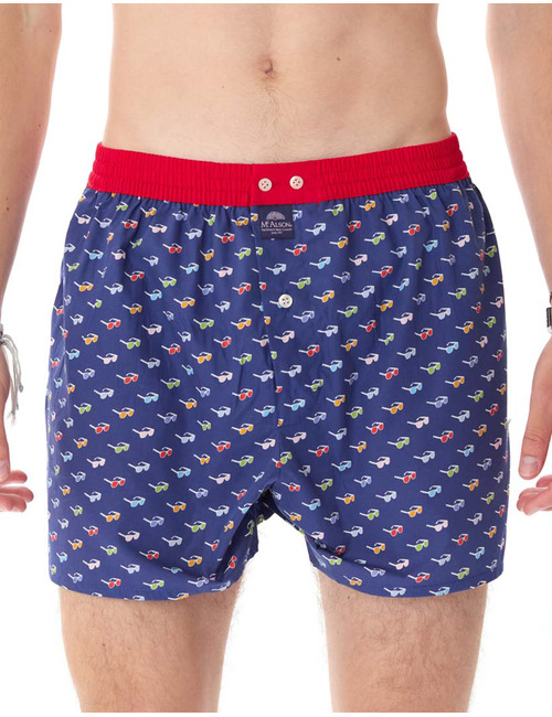 McAlson boxershort met donkerblauwe basis en kleurrijke zonnebrillenprint