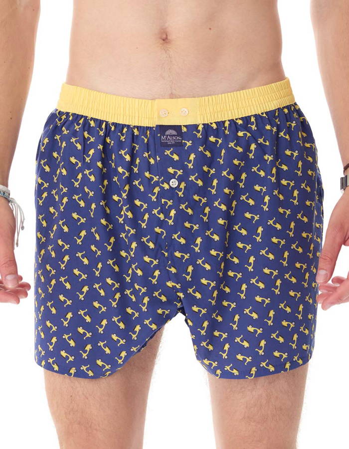 McAlson boxershort met blauwe achtergrond en gele Vespa-motief