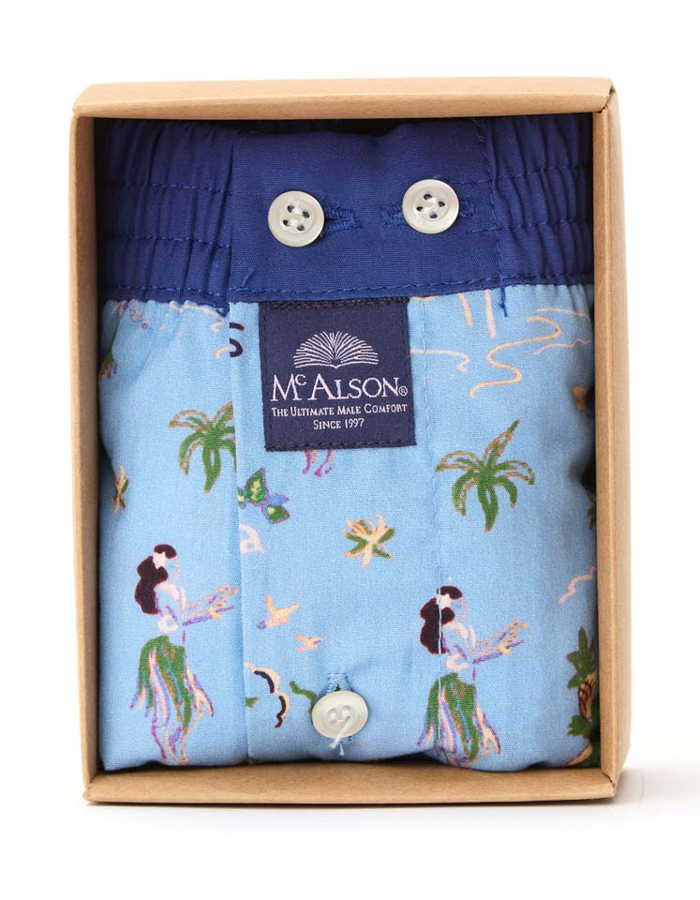 McAlson boxershort met tropische hula-danseressen en palmbomenprint