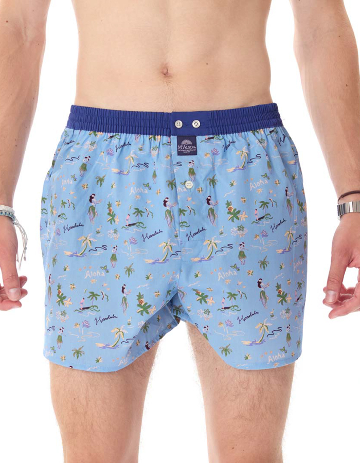 McAlson boxershort met tropische hula-danseressen en palmbomenprint