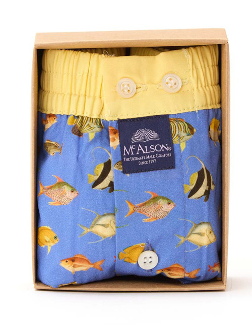 McAlson boxershort met blauwe basis en tropische vissenprint