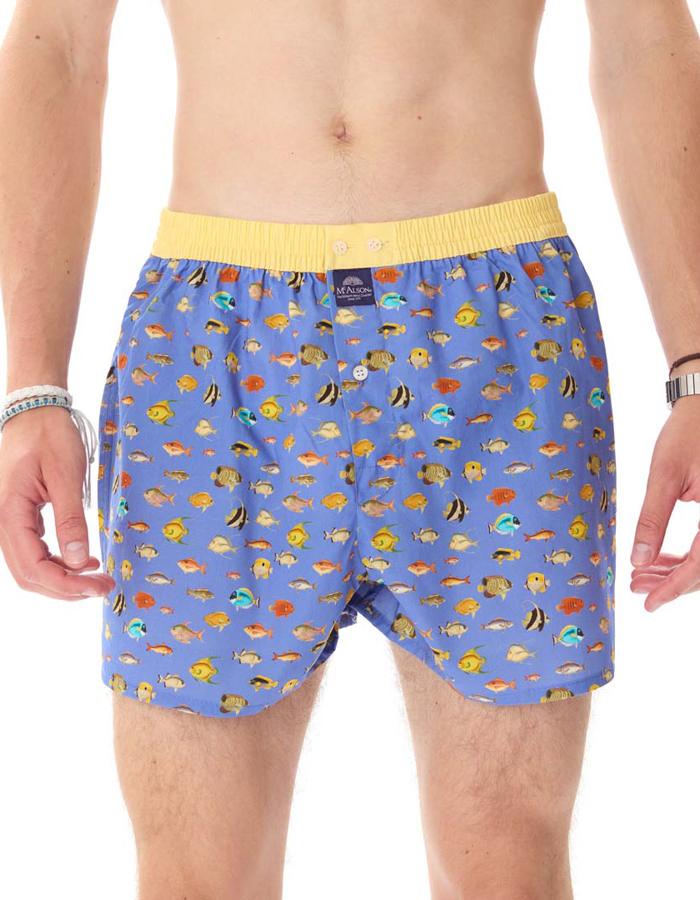 McAlson boxershort met blauwe basis en tropische vissenprint