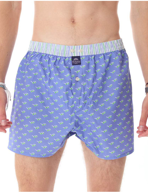 McAlson boxershort met blauwe basis en groene zonnebrillenprint