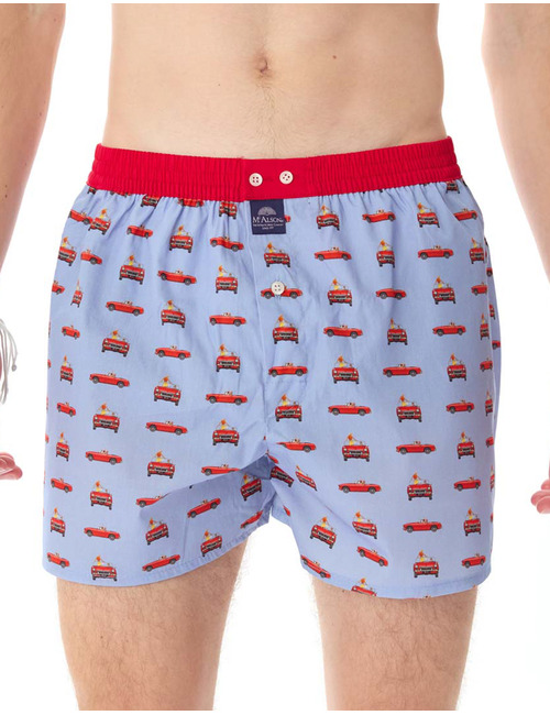 McAlson boxershort met rode oldtimerprint en contrasterende tailleband