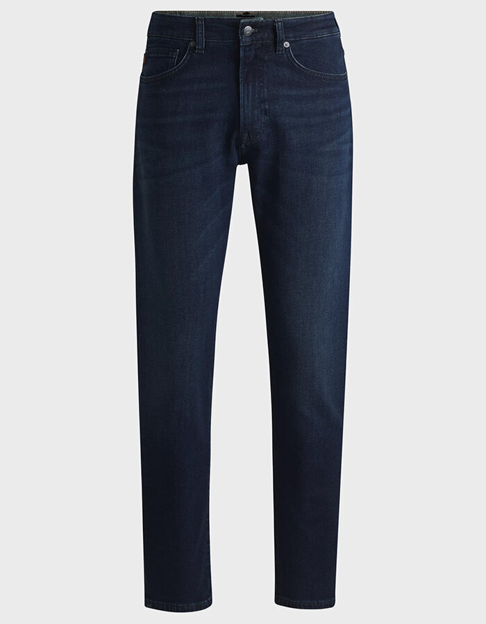 Tapered-fit jeans van blauw stretchdenim