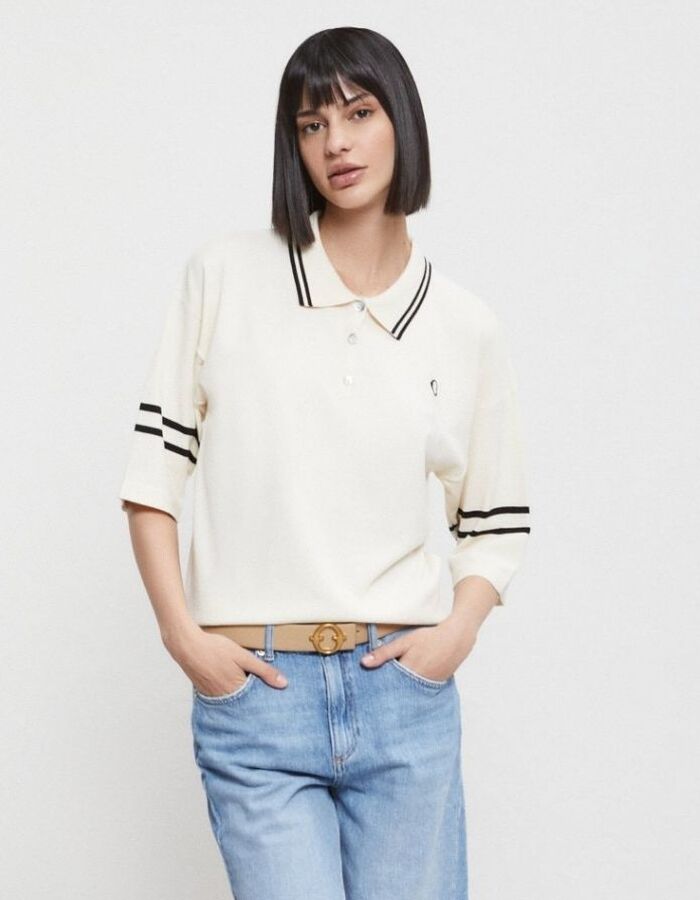 Otto D'ame korte mouw polo ecru