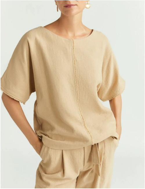 Xandres korte mouw bloes beige