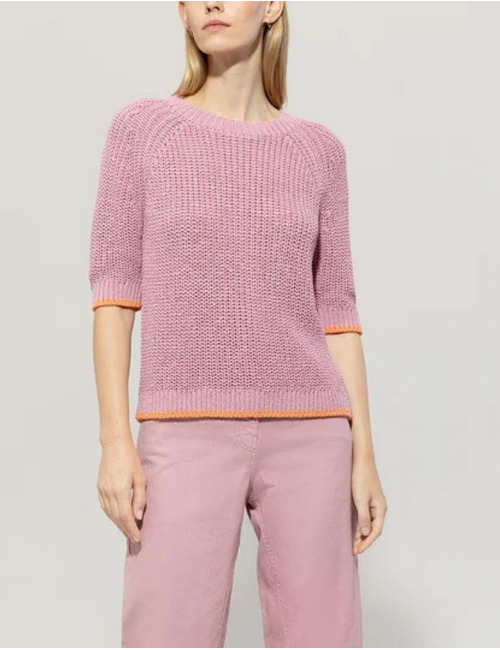 Luisa Cerano korte mouw pull roze