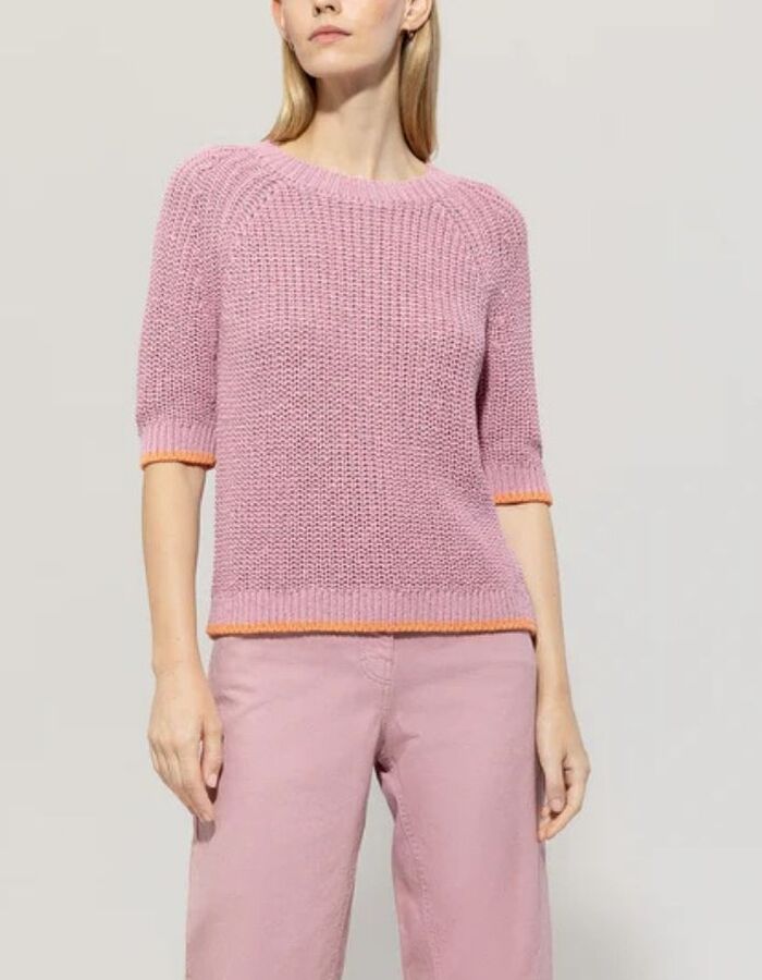 Luisa Cerano korte mouw pull roze