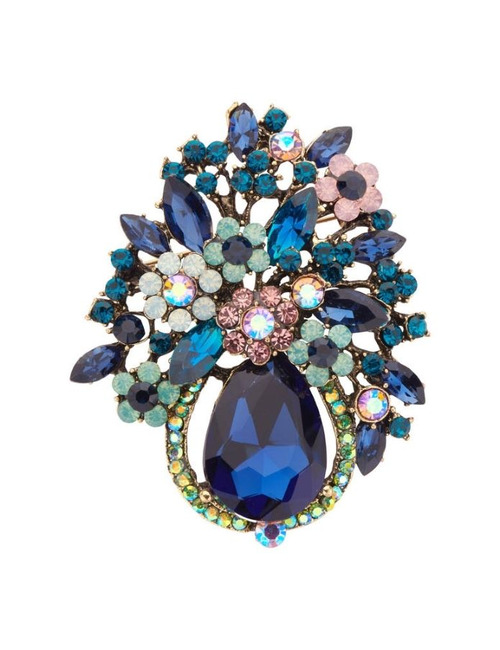 Les Cordes broche blauw