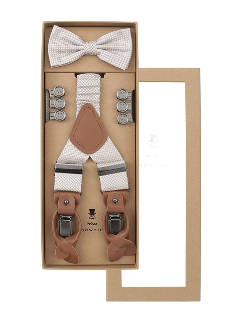 
Beige Bretellenset van 100% Zijde