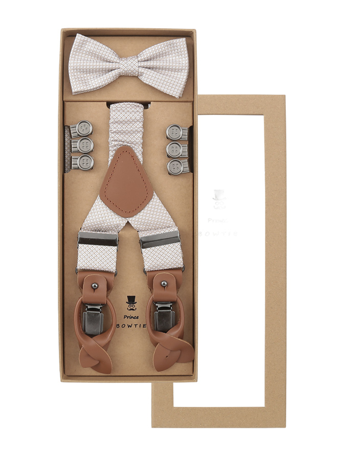 
Beige Bretellenset van 100% Zijde