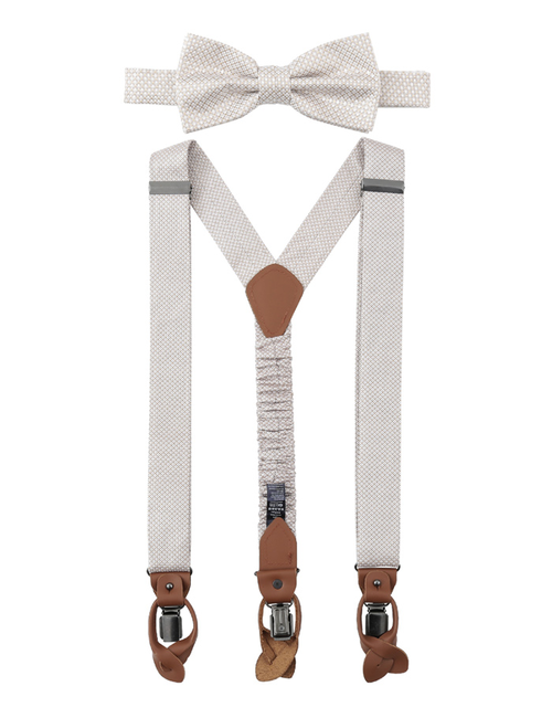 
Beige Bretellenset van 100% Zijde