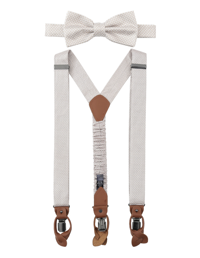 
Beige Bretellenset van 100% Zijde