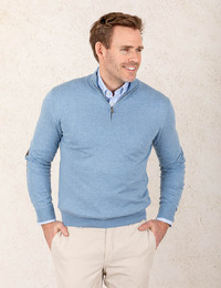 Half-Zip Trui met Suède Elleboogpatches  