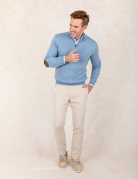 Half-Zip Trui met Suède Elleboogpatches  